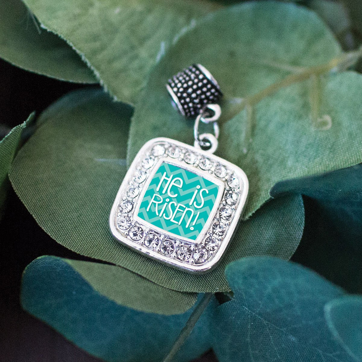 He is Risen Teal Chevron Charm Jewelry Collection