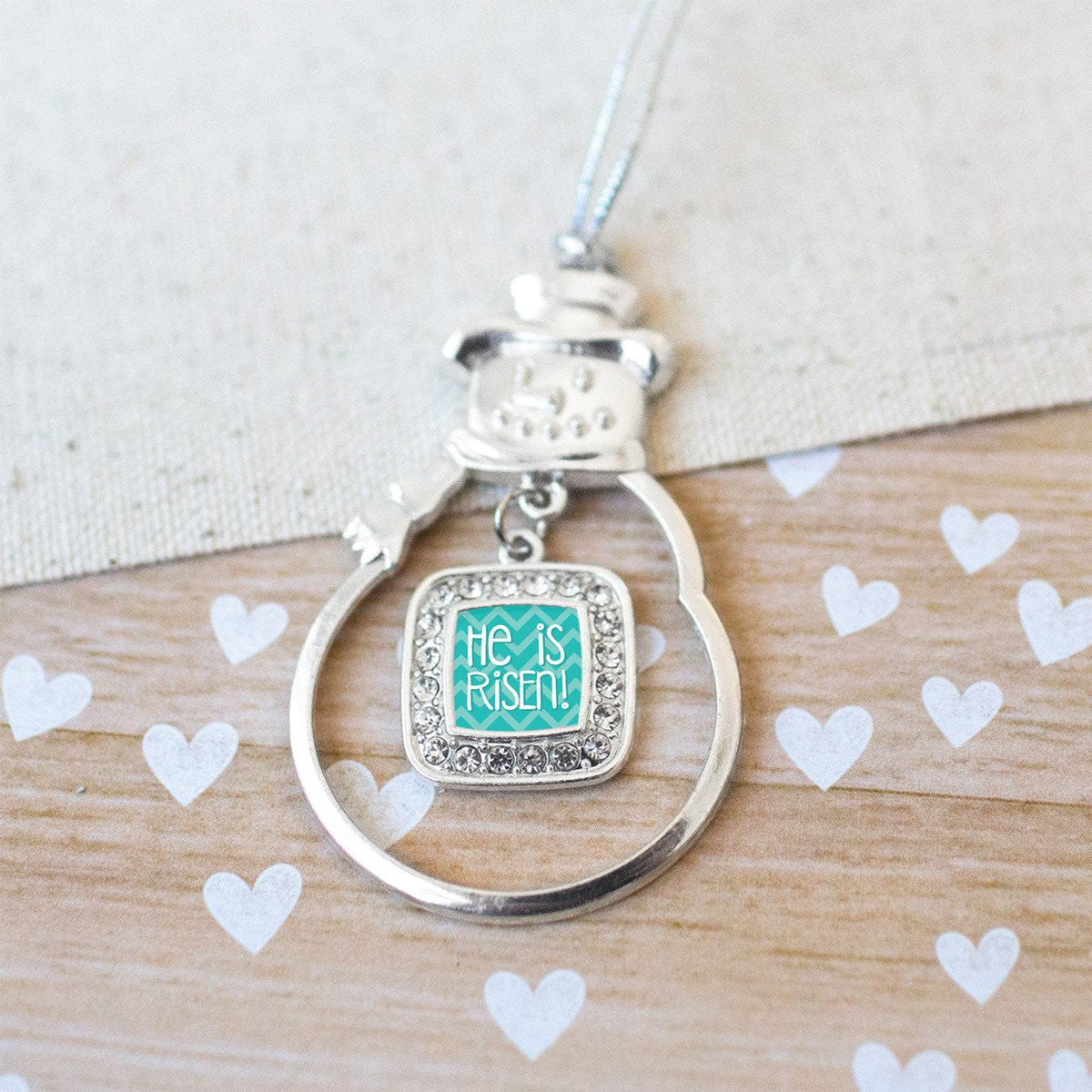 He is Risen Teal Chevron Charm Jewelry Collection