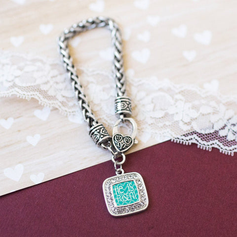 He is Risen Teal Chevron Charm Jewelry Collection
