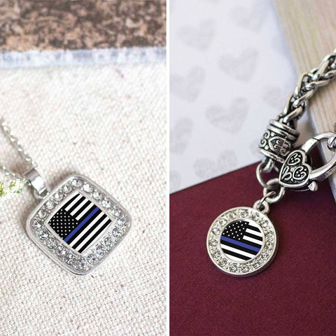 Blue Line American Flag Charm Jewelry Collection