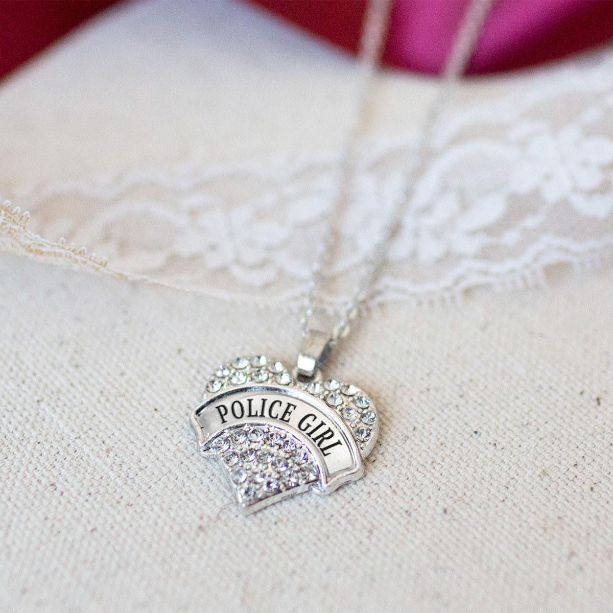 Police Girl Pave Heart Charm Jewelry Collection